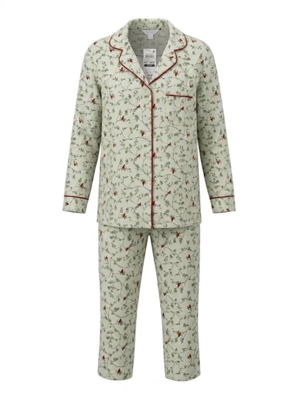 NWT Charter Club 2 Piece Flannel Pajama Set Sz M Petite Delicate Cardinal Floral